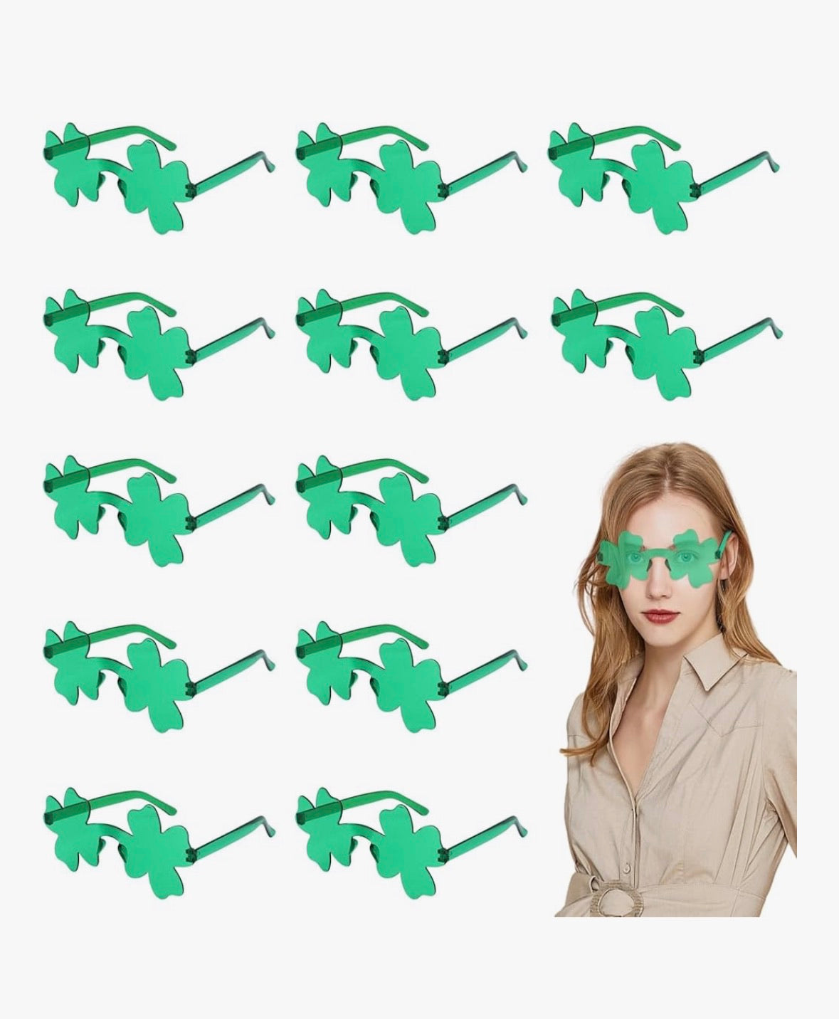 St Patricks Irish Shamrock Glasses 12 PACK 7109