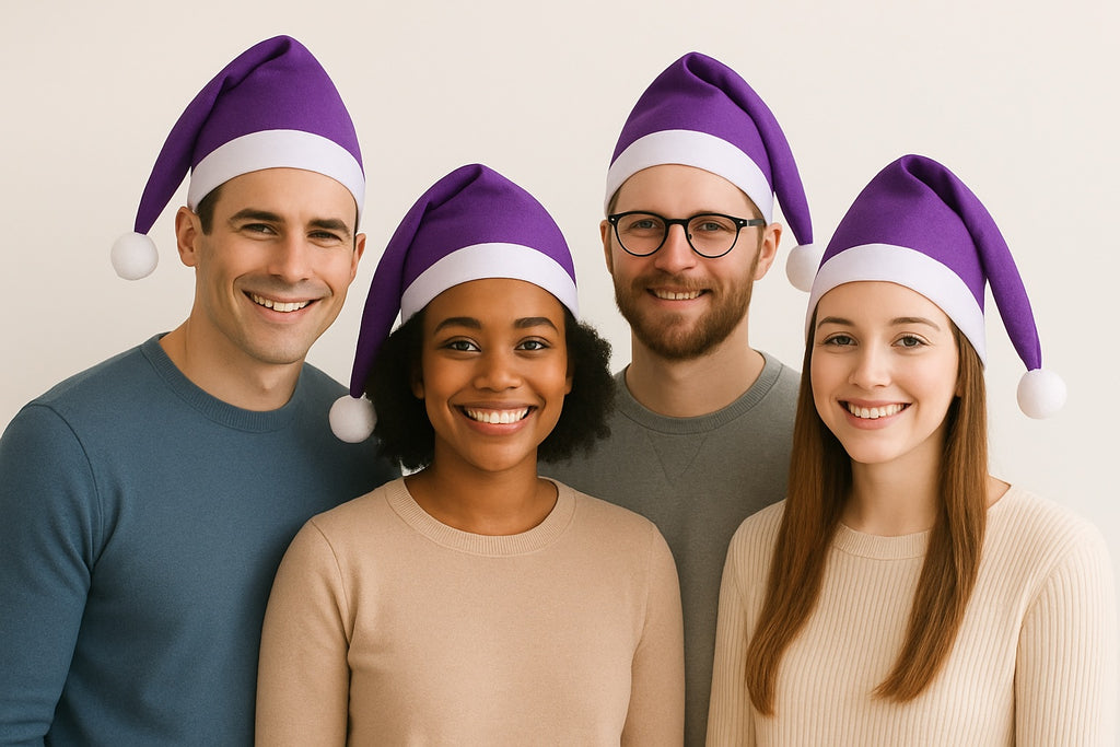 Purple Santa Hats Bulk Classic Felt 12 PACK 22.5" Standard Adult SIze 1512P
