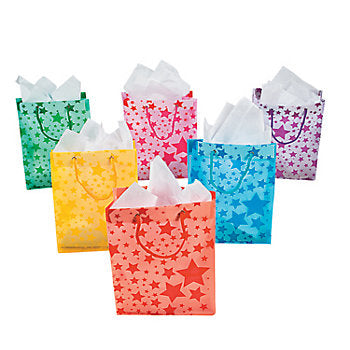 12 PACK Frosted Star Gift Bags 3943D