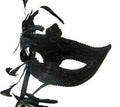 m3286 Black Lace Masquerade Mask with Feathers 1849