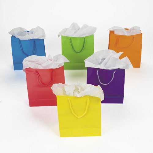 Neon Gift Bags Medium Bulk 12 PK 3899D