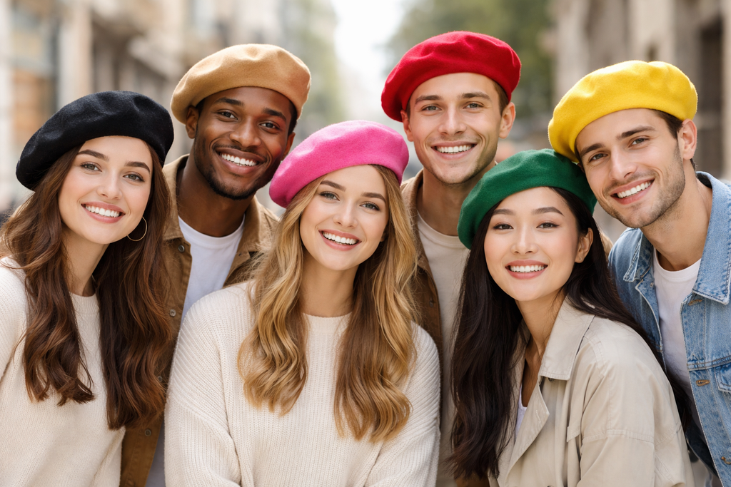 Bulk Berets Wool Mixed Colors 12 PACK 22.5" Standard Adult Size 1360A