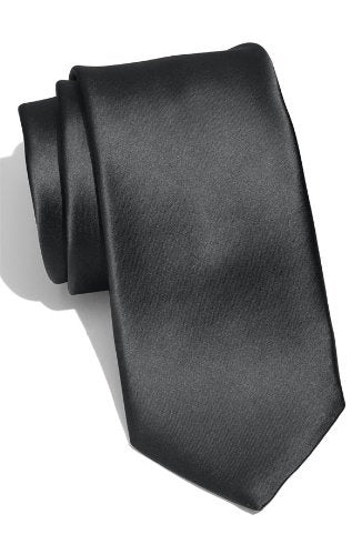 Black 3.75" Wide Standard Satin Tie 6826