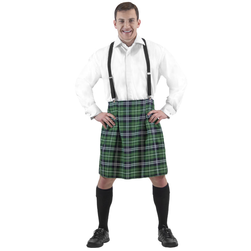 St Patricks Day Adult Green Plaid Kilt 4487