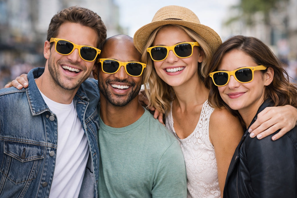 Yellow Sunglasses |  TRANSPARENT Iconic 80's Style | 12 PACK  Adult 1059