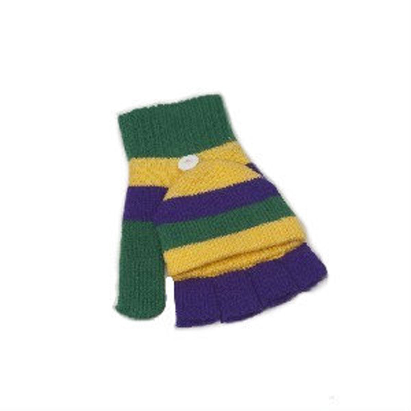 Mardi Gras Knit Gloves with Mittens 5046