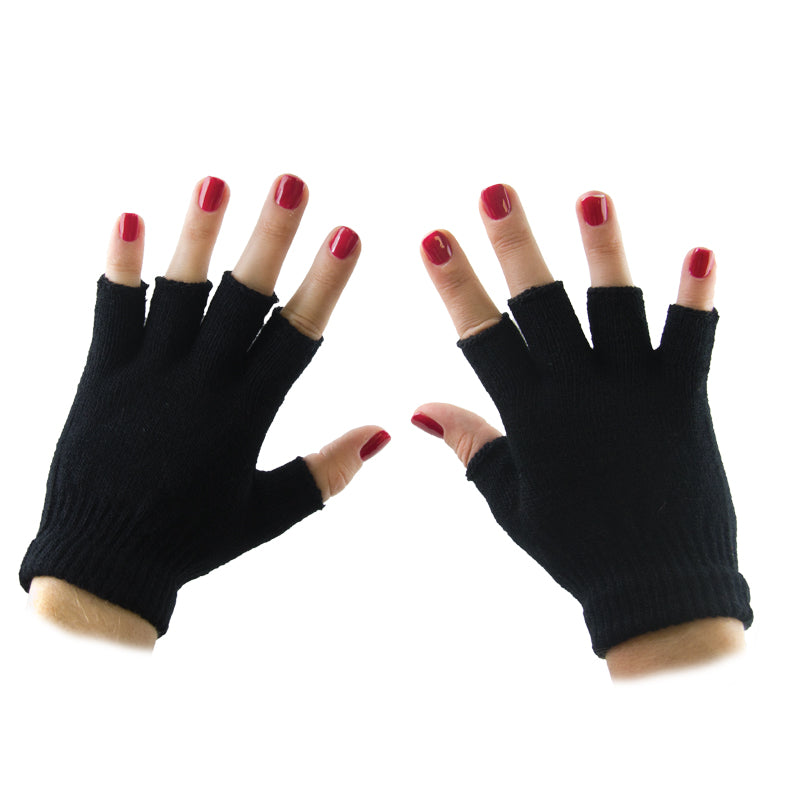 Fingerless Gloves Wholesale | Black Knit Bulk 5075D