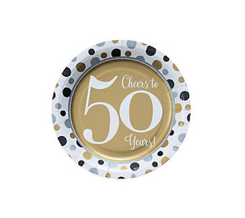 50's Birthday Dessert Plates for 50th Celebration 8 PACK 38197