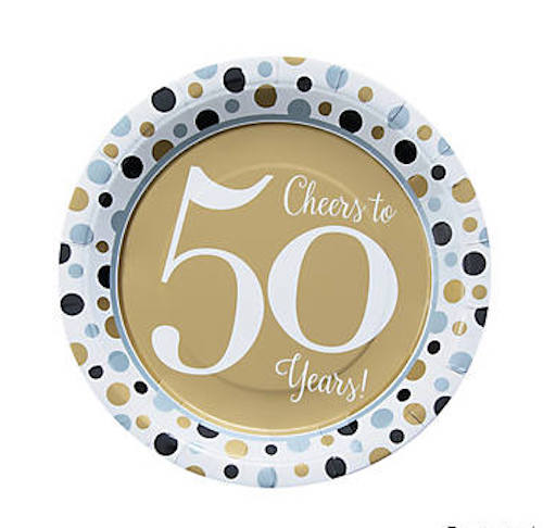 50's Birthday Dinner Plates for 50th Celebration 8 PACK 38198