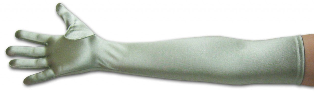 Satin Opera Gloves Pale Green/Sage Green 23" 5102