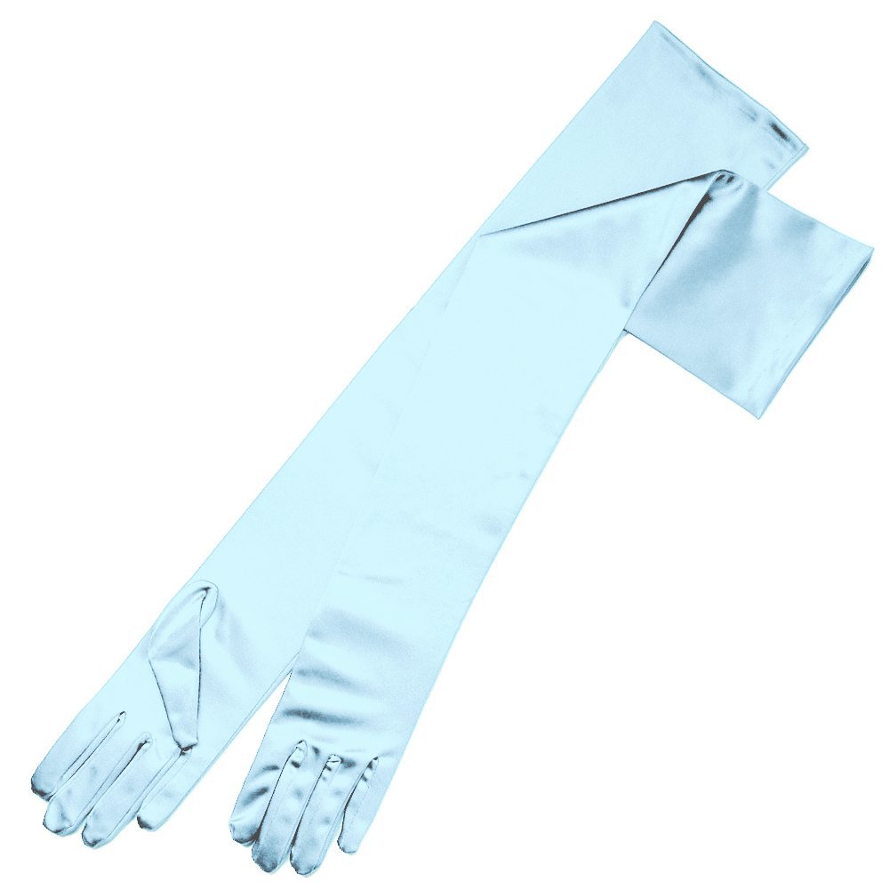 Light Blue Satin Opera Gloves 23" 5103