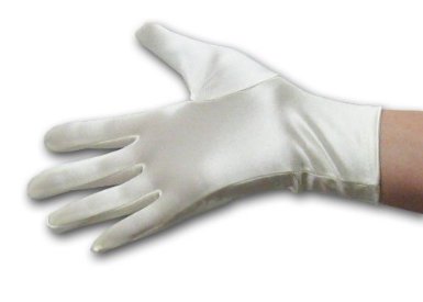 Short Satin Gloves Ivory 9" 5107