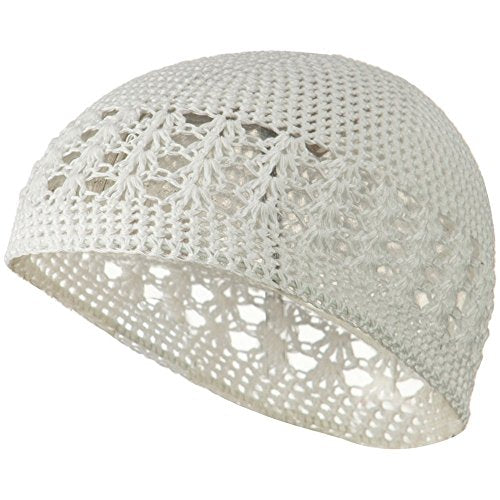 White Kufi Crochet Beanies 1471