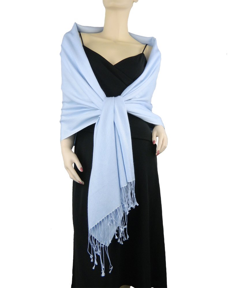 Light Blue Pashmina Scarf  Shawl 12 PACK 100% Fine Wool Mix  28" x 78" 2124