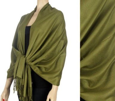 Olive Green Pashmina Scarf Shawl 12 PACK 100% Fine Wool Mix   28" x 78" 2122