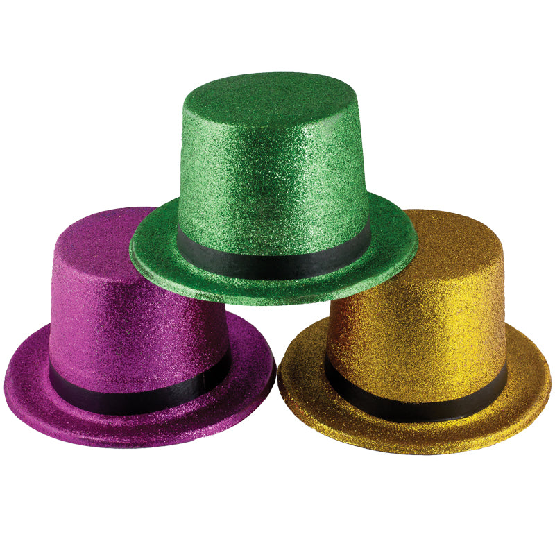 Mardi Gras Glitter Top Hat Green 5871