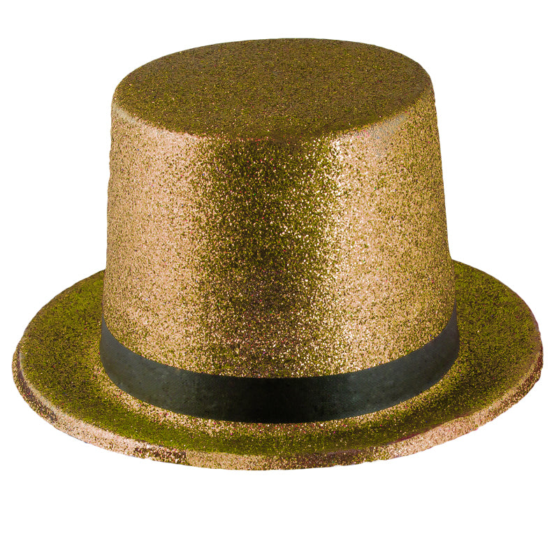 12 PACK Mardi Gras Top Hat Gold Glitter 5873