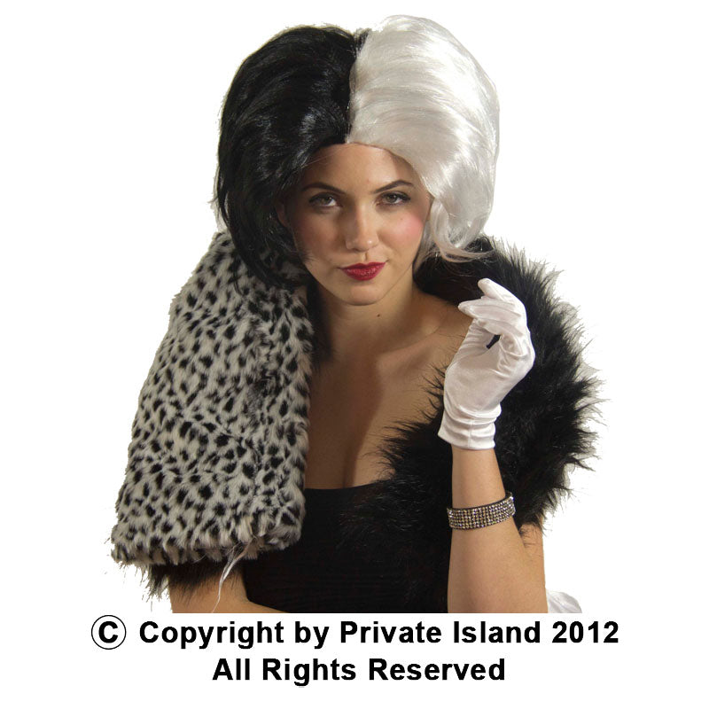 Wig Evil Mistress Black White 6033
