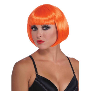 70's Neon Orange Bob Wig Short Wig Supermodel  6075 12 PC Minimum