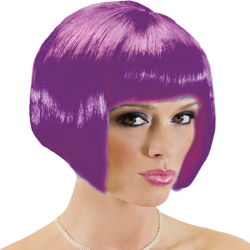 70's Neon Purple Bob Wig Costume Bob Wig 6076