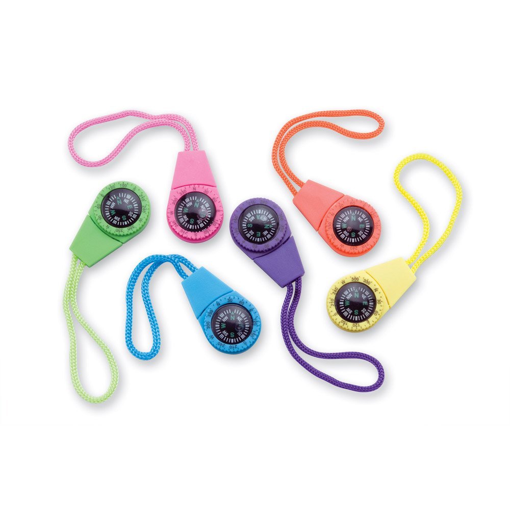 12 PACK Neon Compass On Cord Assorted Bulk 3401D
