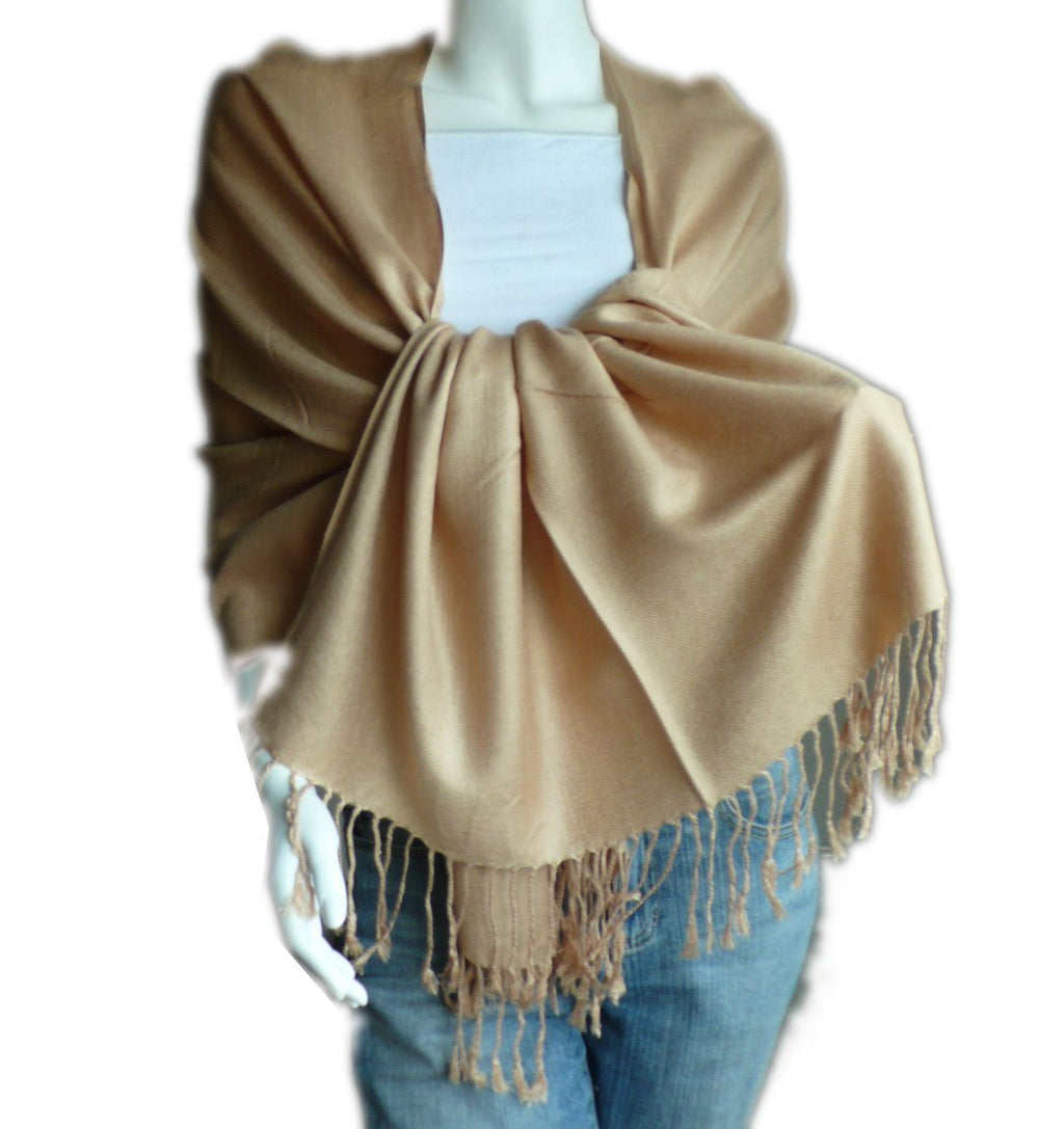 Camel Pashmina Scarf Shawl 100% Fine Wool Mix 12 PACK 28" x 78"