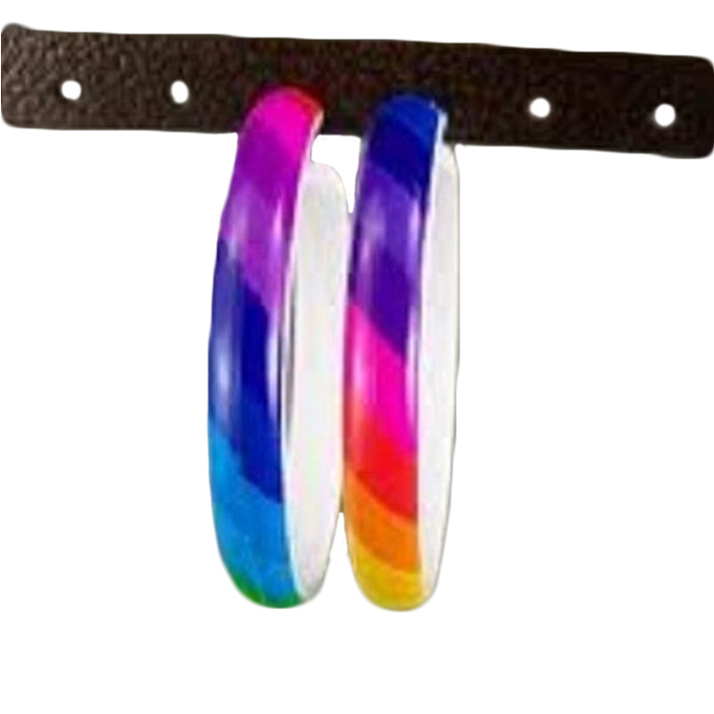 80's Party Costume Rainbow Hoop Earrings Pair 6522