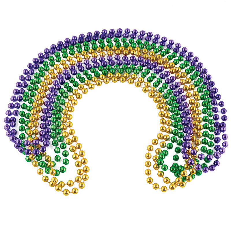 Mardi Gras Beads Purple 7mm 12 PACK 6556