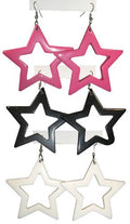 White 80's Plastic Star Earrings  12 PACK WS6538D
