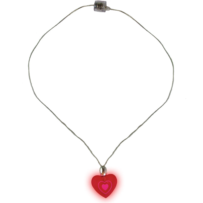 Heart Necklace Bulk | 12 PACK LED Flashing Heart Necklace Deluxe  6568