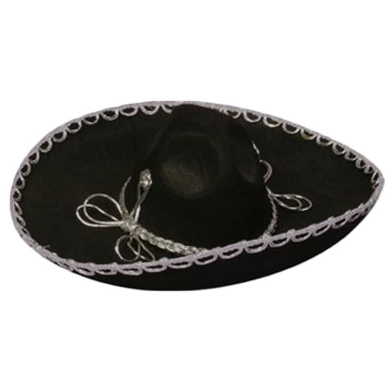 Black/Silver Mini Mariachi Sombrero Hat 6662