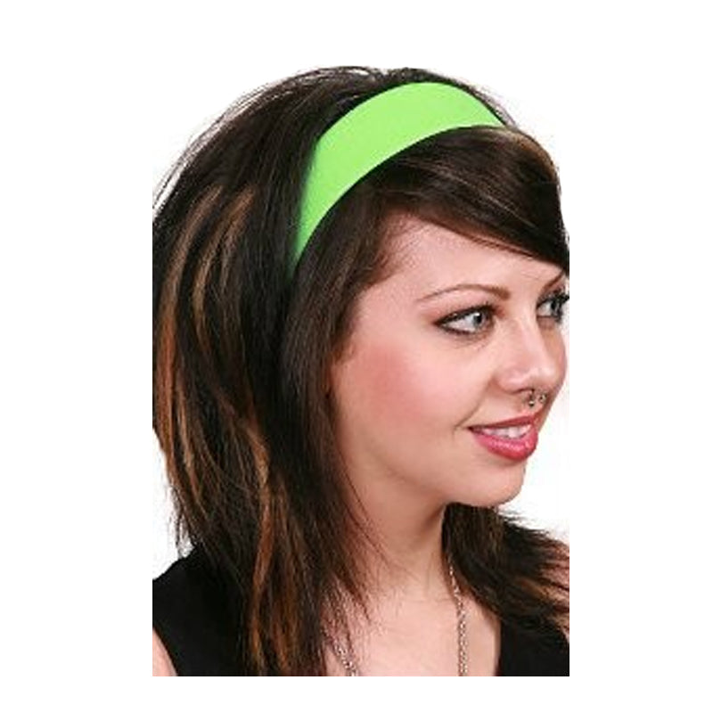 80's Neon Green Satin Headband 12 PACK WS6669D