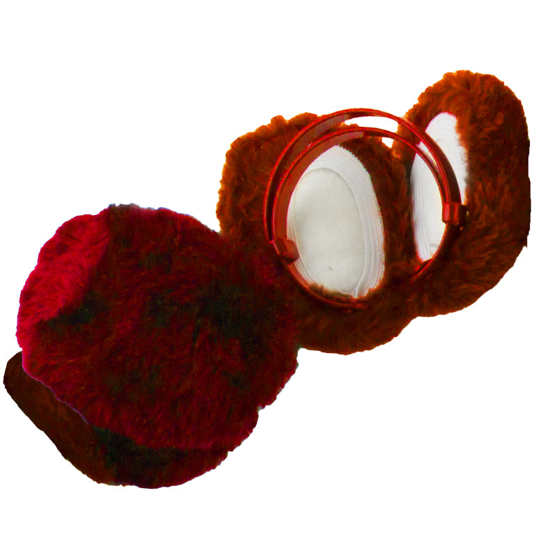 Red Furry Ear Warmers 6708