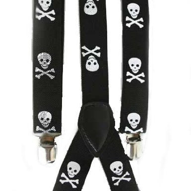 Skull and Crossbones Adjustable Suspenders 6869
