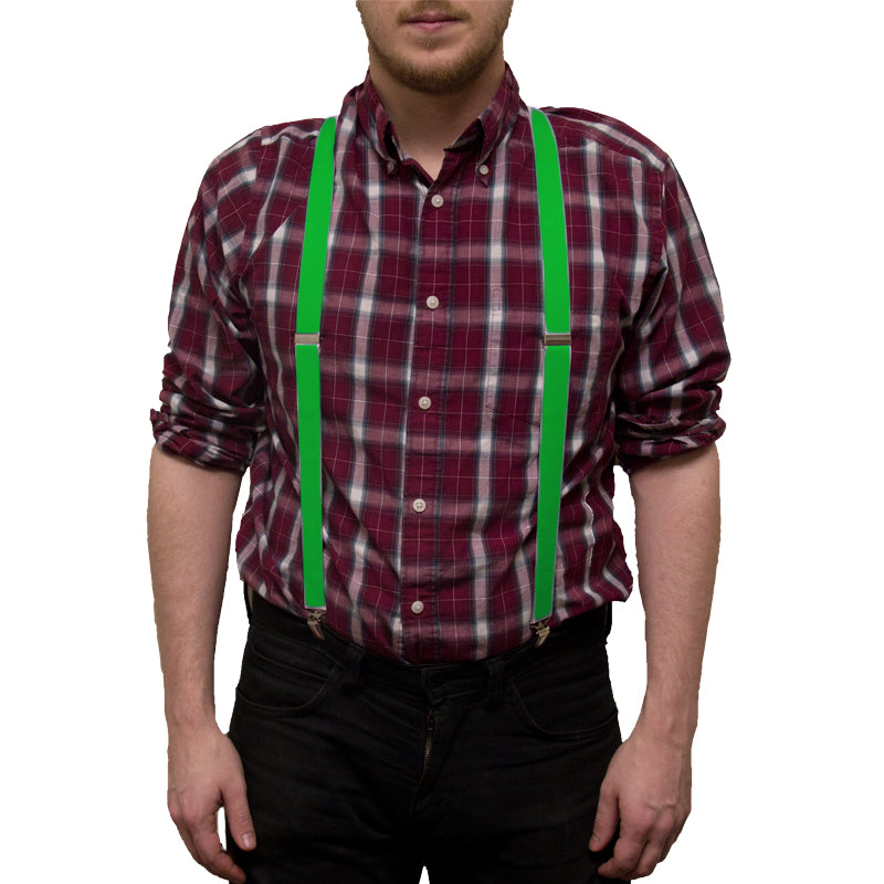 Irish St Patricks Kelly Green Suspenders 6872