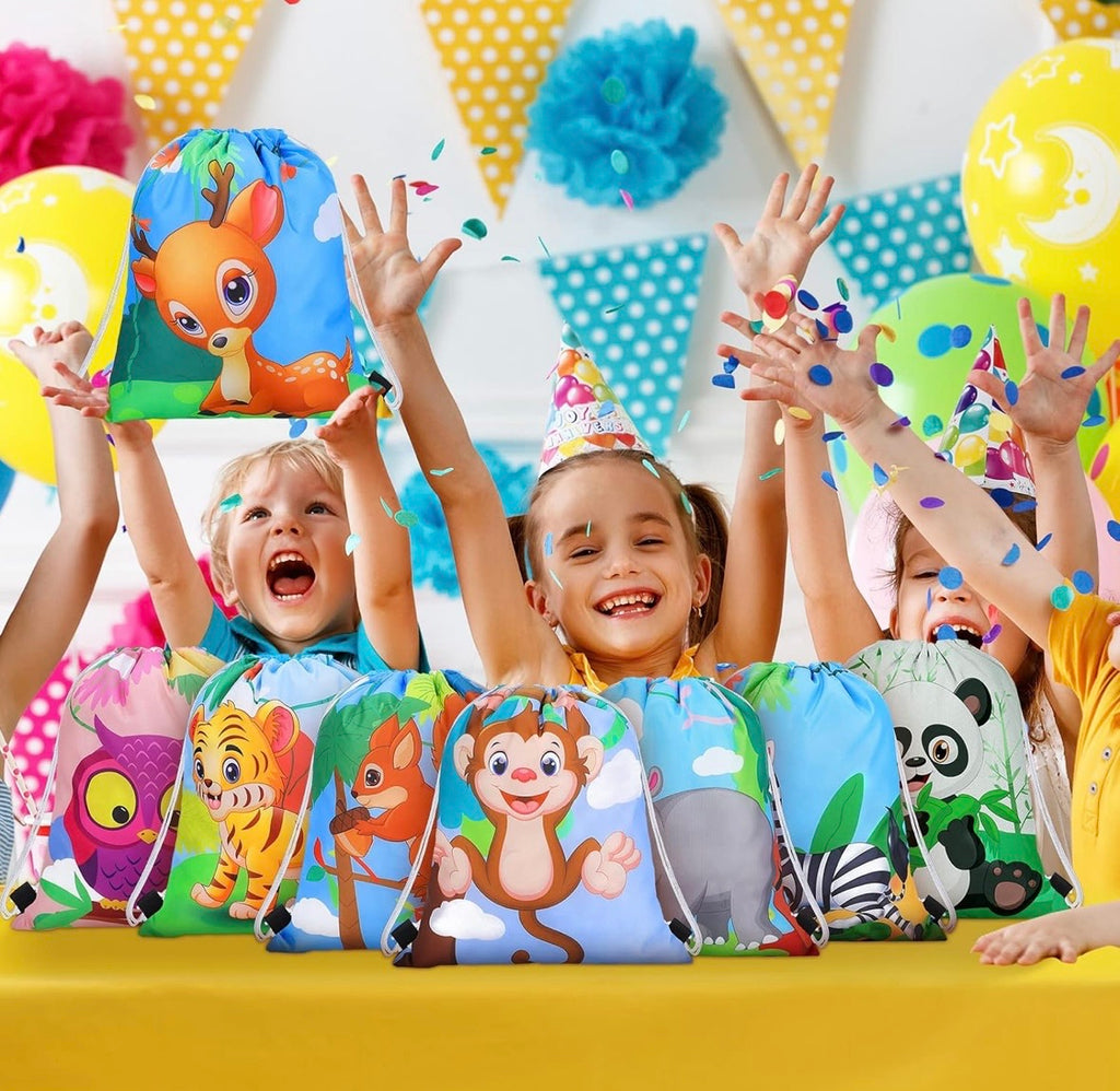 Polyester Zoo Adventure Drawstring Bags 16 PACK 38440