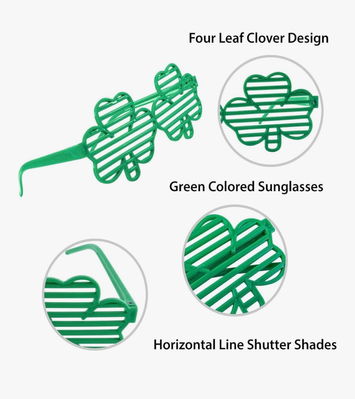 St Patricks Irish Shamrock Sunglasses 7110D