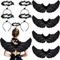 8 PACK Child Angel Wings Black + Bonus 8 Angel Halos  4699