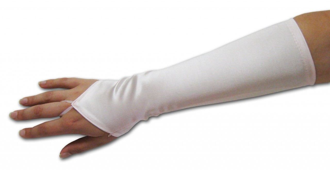 12 PACK Ivory Satin Gauntlet Fingerless Gloves 18"  5085
