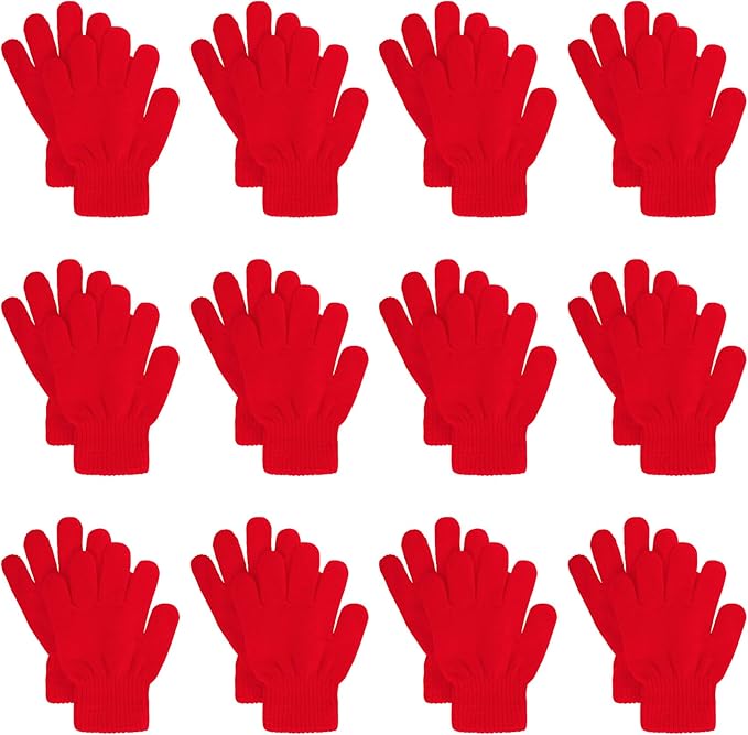 12 PACK PAIR Child Red Gloves WS5033D