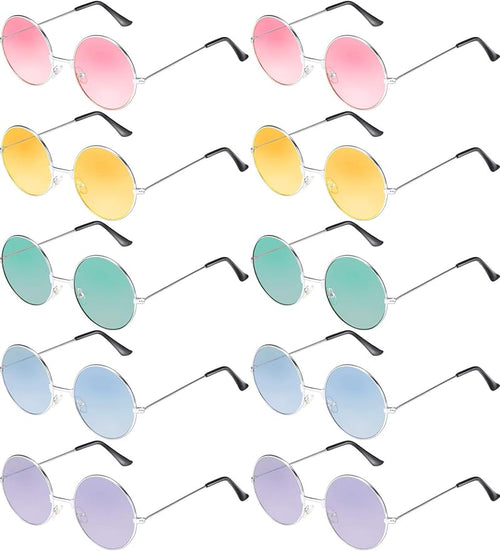 12 PACK  Lennon Style Round Frame Sunglasses Mixed Colors 1090