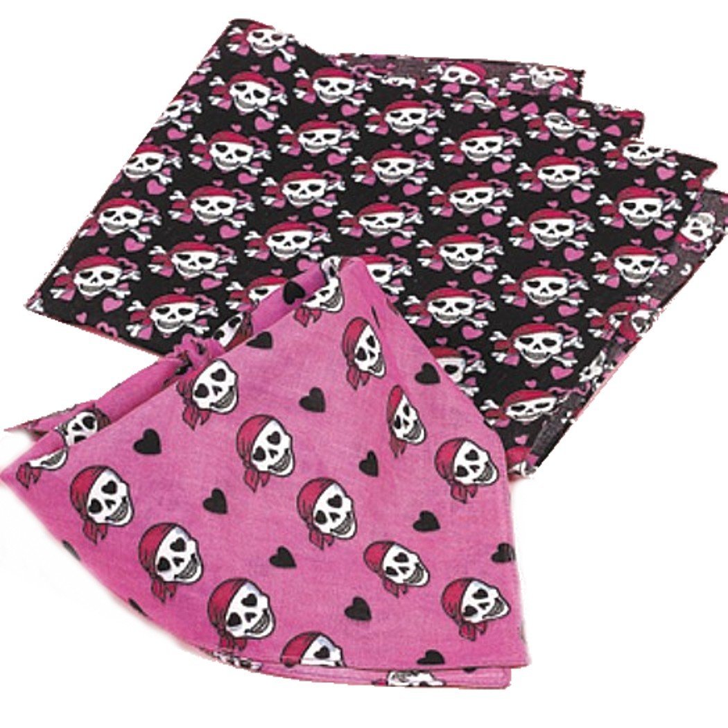 Pink Pirate Bandana for Girls/Ladies 12 PACK 1982D