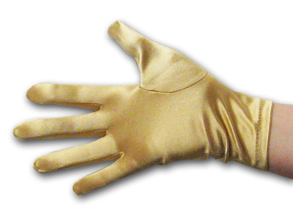 Short Satin Gloves Gold  9" 5110