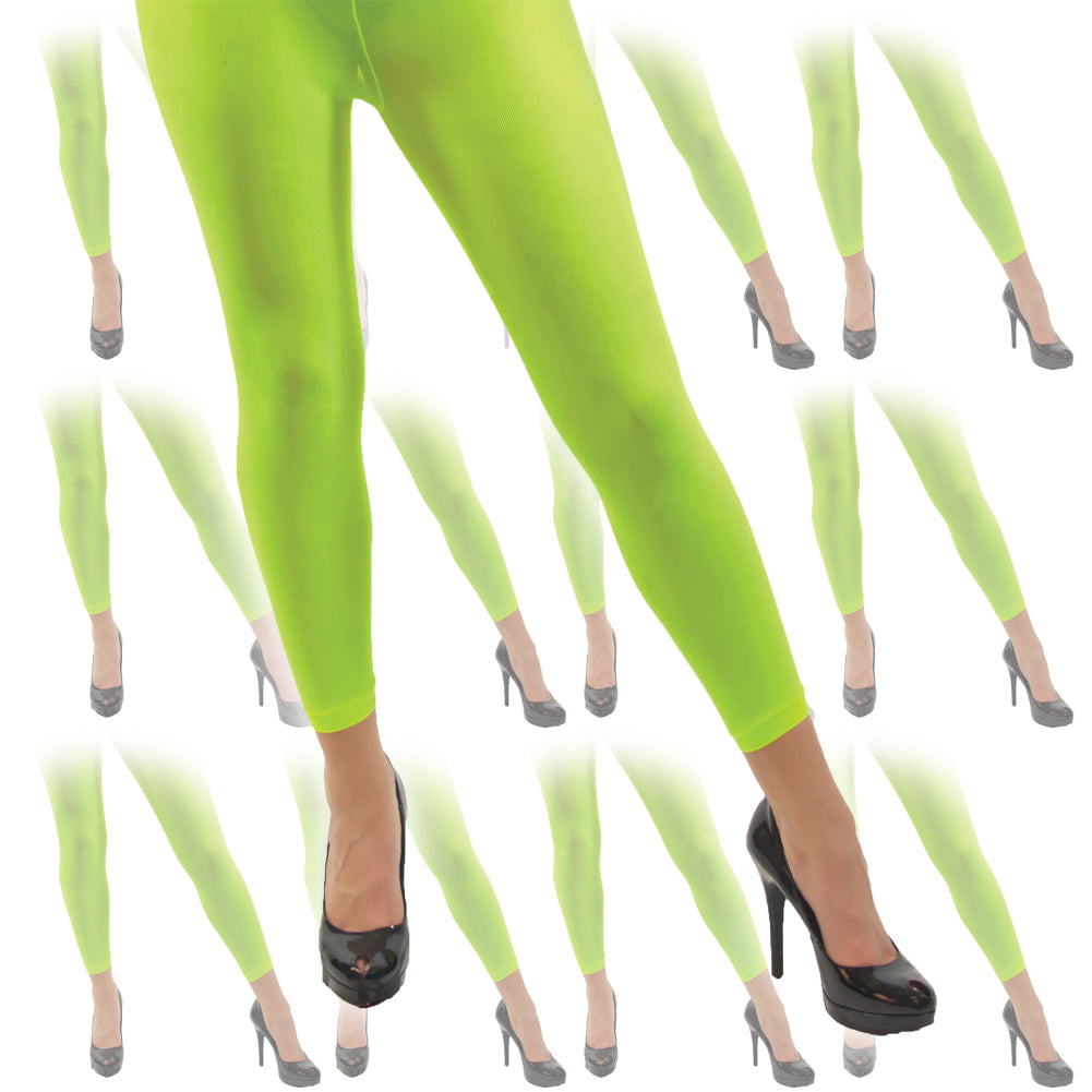 Neon Green Footless Tights 12 PACK WS8015D