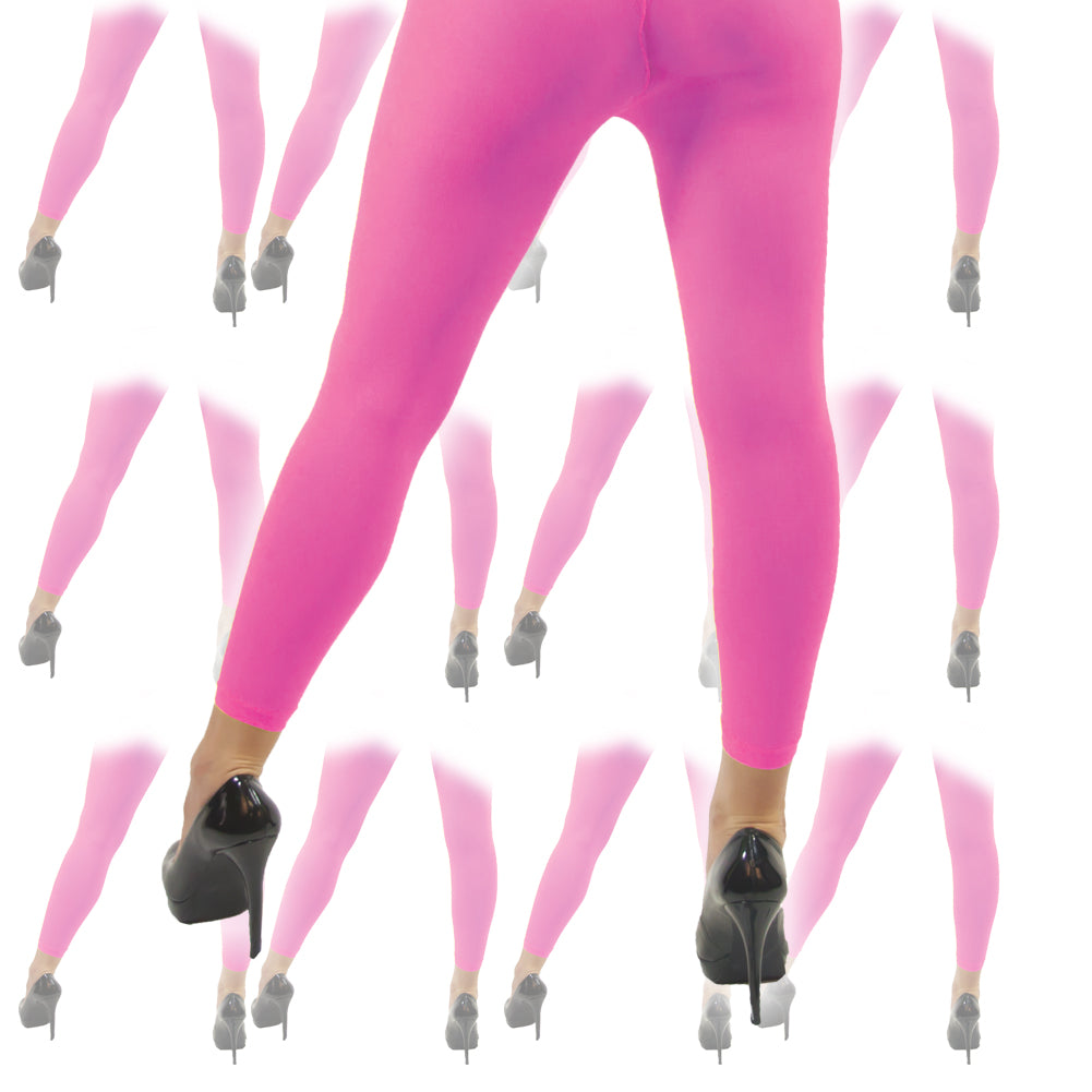 Neon Pink Footless Tights 12 PACK 8016D