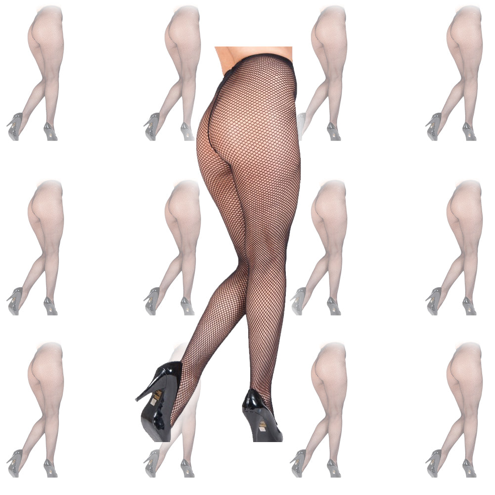 Black Fishnet Pantyhose Tights 12 PACK 8040D