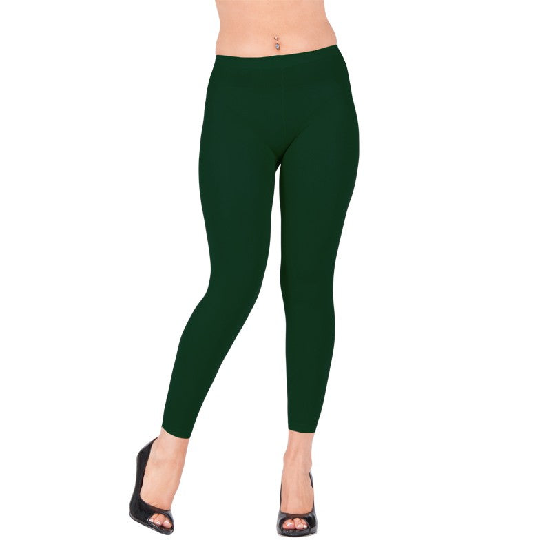 Premium Opaque Hunter Green Footless Leggings Cotton/Polyester 12 PACK 8099D