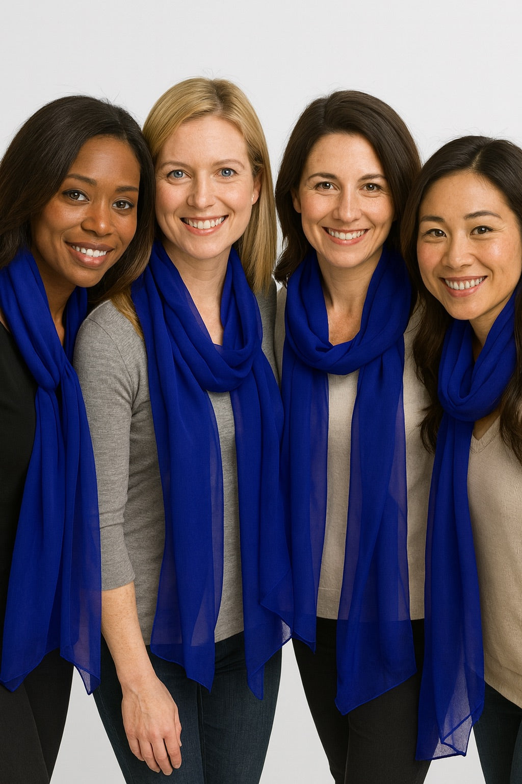 Royal Blue Long Sheer Chiffon Scarf  21" x 60" 2134