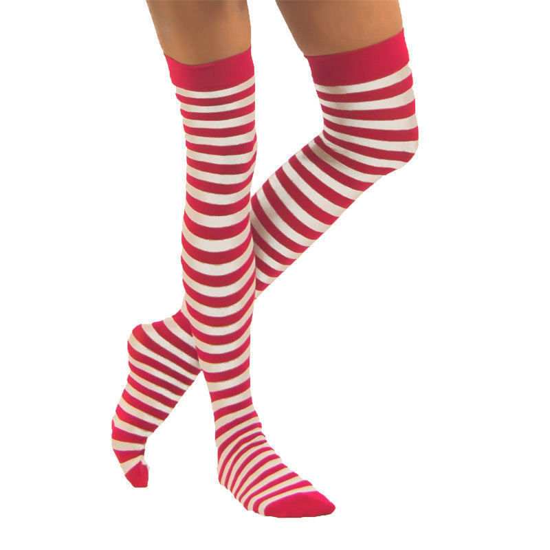 6 PACK Red and White Thigh High Christmas | Red White Thigh High Wholesale |  ADULT 8170