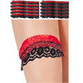 Stripper Garter Black and Red Striped Satin 12 PACK  8193D